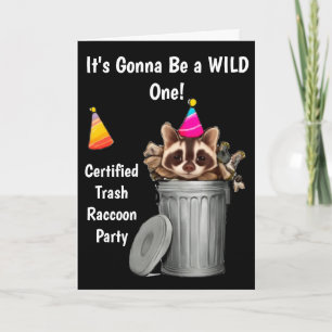 Convite Engraçado Raccoon Trash Can Birday Design
