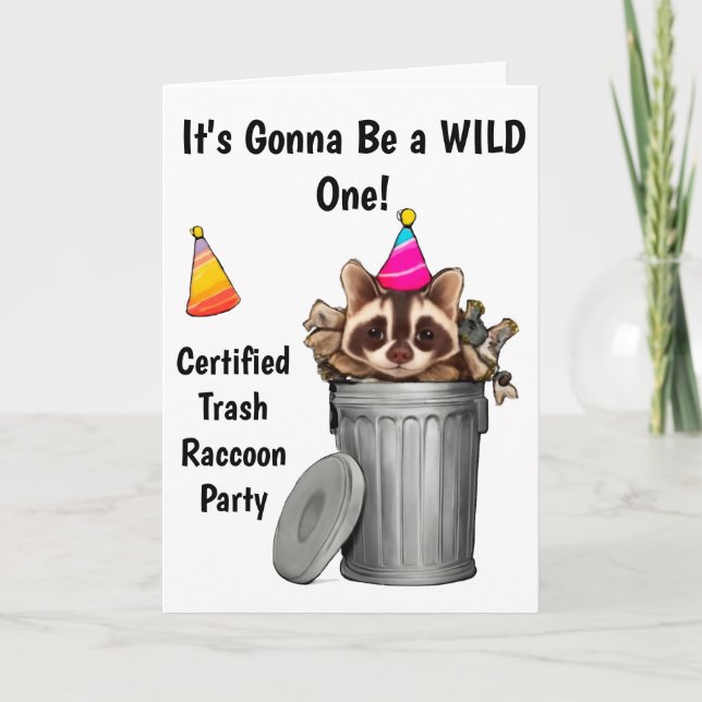 Convite Engraçado Raccoon Trash Can Birday Design (Frente)