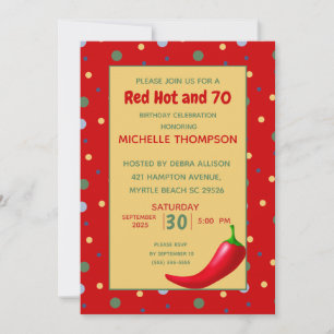 Convite Engraçado Red Hot 70 Birthday