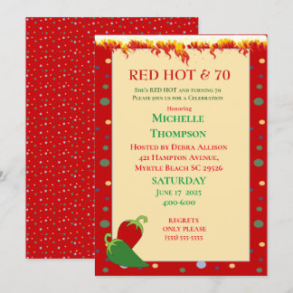 Convite Engraçado Red Hot 70 Birthday