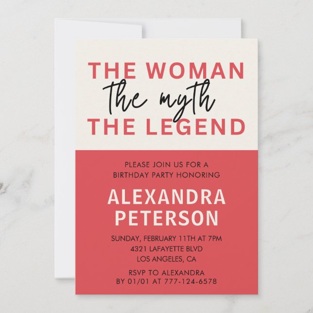 Convite Engraçado Red Woman Myth Legend 89º aniversário (Frente)