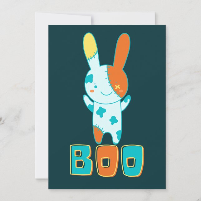 Convite Engraçado Spookie Bonito Halloween Kawaii Boo Bunn (Frente)