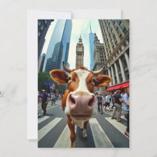 Convite Engraçado Vaca Selfie em uma Rua da Cidade Ocupada