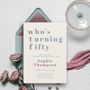 Convite Engraçado WTF Mauve Dusty Blue 50ª Festa de aniver