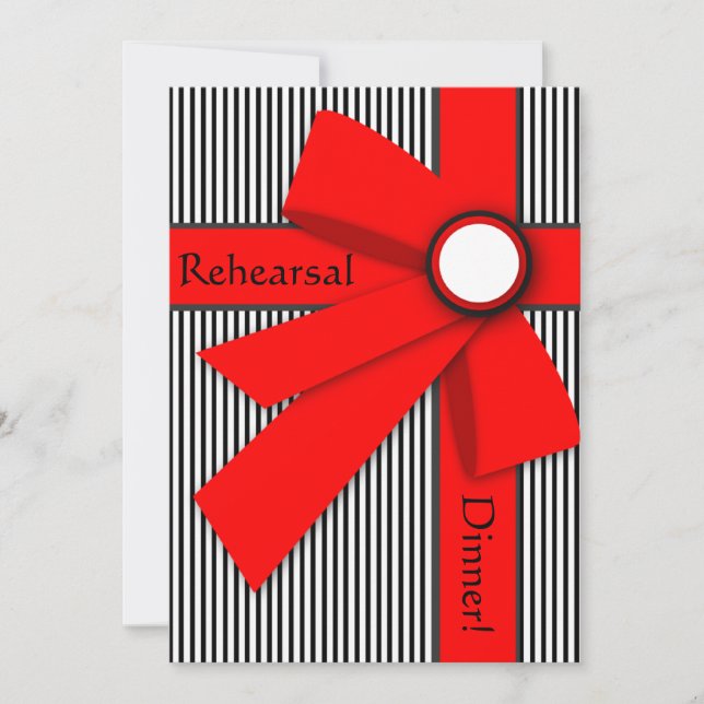 Convite Ensaio de Arco de Presente Preto-Branco e Vermelho (Frente)