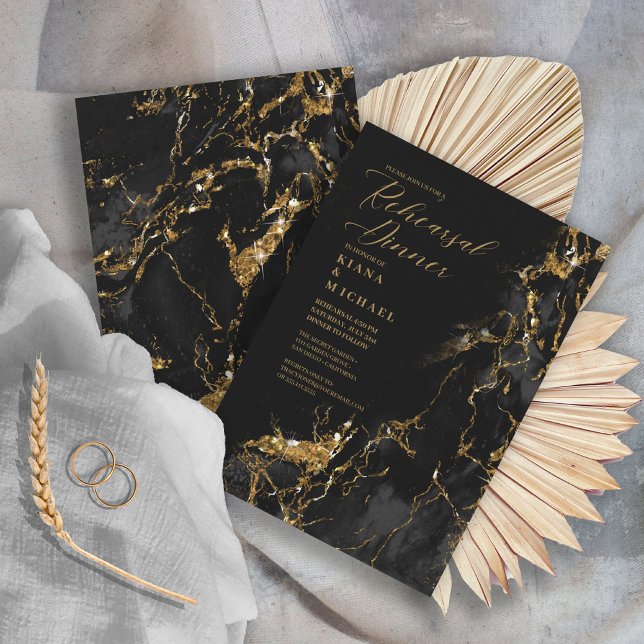 Convite Ensaio de brilho no mármore Black ID644 (Front/Back In Situ)
