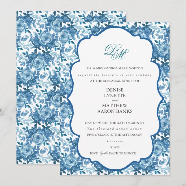 Convite Ensaio de Casamento Açúcar Fumê e Azul Paraquedist (Frente/Verso)