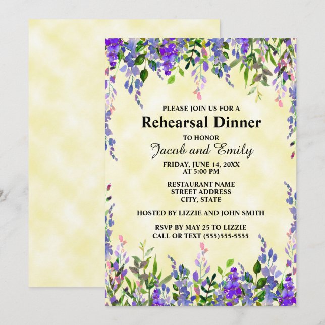 Convite Ensaio De Casamento Amarelo-Amarelo-Floral Com Lav (Frente/Verso)