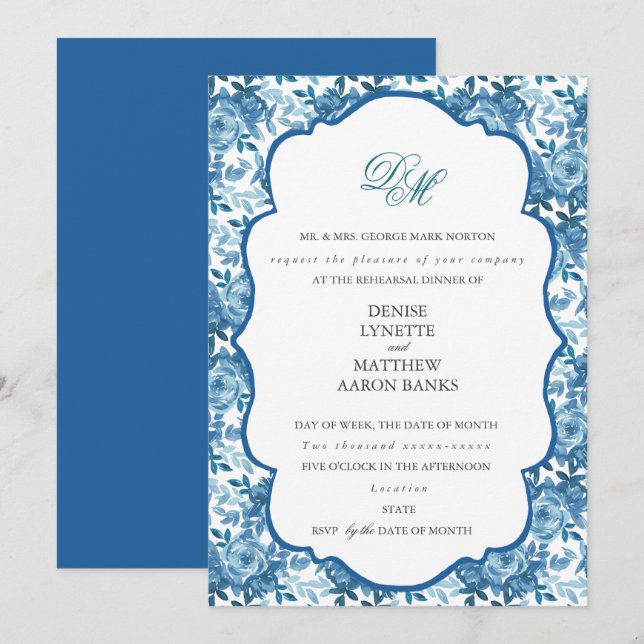 Convite Ensaio de Casamento Azul com Açúcar e Skydiver (Frente/Verso)