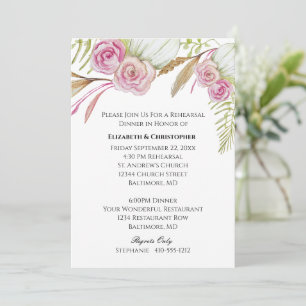 Convite Ensaio de Casamento Botânico Floral Verde Rosa