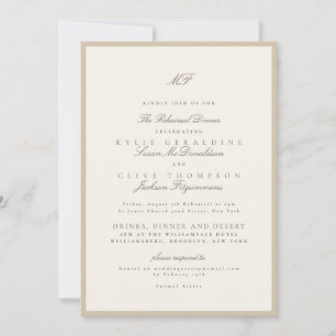Convite Ensaio de Casamento Clássico Champanhe Bege