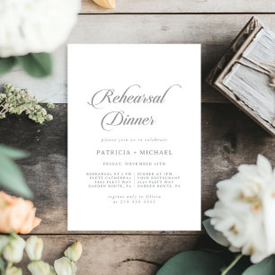 Convite Ensaio de Casamento Clássico Chic Caligrafia Janta