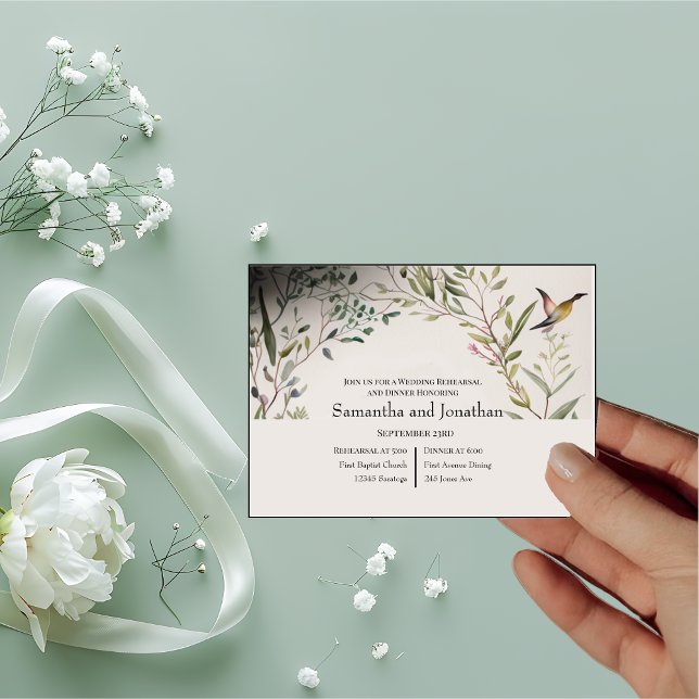 Convite Ensaio de Casamento com Argola de Flores e Galhos  (Criador carregado)