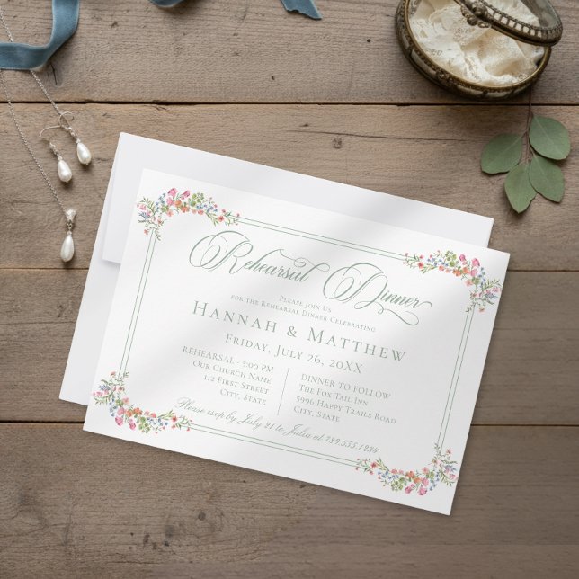 Convite Ensaio de Casamento com Crista de Flor Silvestre E (Criador carregado)