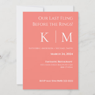 Convite Ensaio de Casamento - Coral Rosa e Branco -