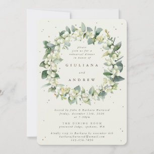 Convite Ensaio de Casamento Creme Snowberry+Eucalipto