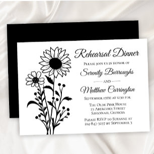 Convite Ensaio De Casamento De Branca Preta-Floral Elegant