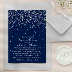 Convite Ensaio de Casamento de marinho Azul e Prata Glam C