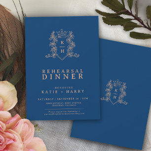 Convite Ensaio de casamento do rosa de ouro azul-monograma