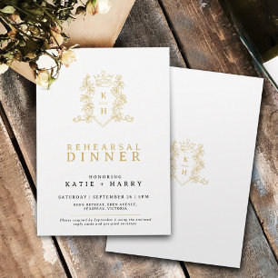 Convite Ensaio de casamento dourado com monograma da coroa