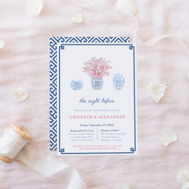 Convite Ensaio de Casamento e Jantar Blush Azul-Marinho co (Criador carregado)