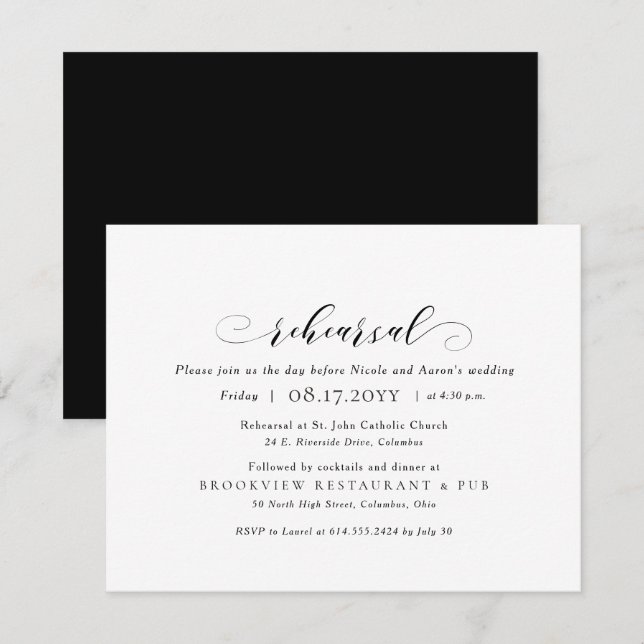 Convite Ensaio de casamento e jantar simples e elegante (Frente/Verso)