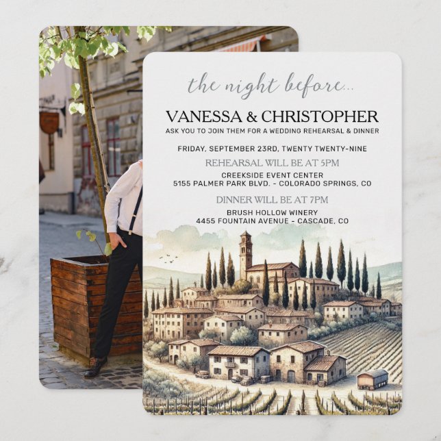 Convite Ensaio de Casamento em Aquarela da Toscana (Frente/Verso)