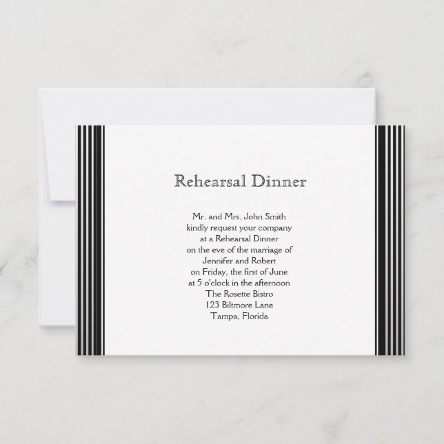 Convite Ensaio de Casamento em Stripe Branca de Art Deco (Frente)