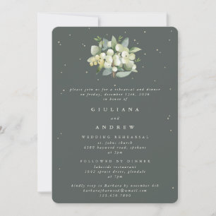 Convite Ensaio de Casamento Eucalyptus e Snowberry Verde c