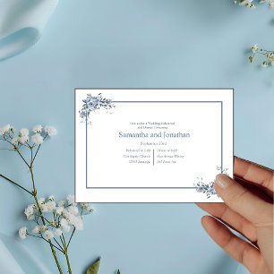 Convite Ensaio de Casamento Floral Azul Moderno Dusty