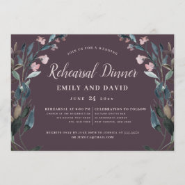 Convite Ensaio de Casamento Floral de Mauve Purple, Crest