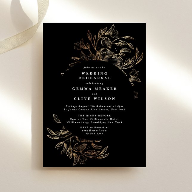 Convite Ensaio de Casamento Floral Dourado de LUXURY (Criador carregado)