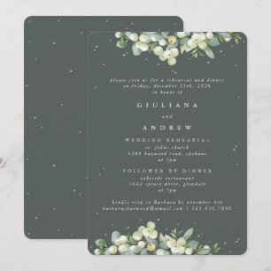 Convite Ensaio de Casamento Gray Green Snowberry+Eucalyptu