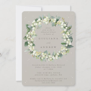 Convite Ensaio de casamento Greige Snowberry+Eucalyptus