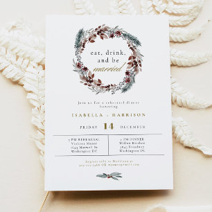 Convite Ensaio de Casamento NOEL Rustic Winter Pine Jantar