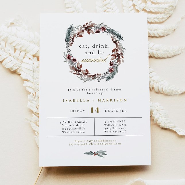 Convite Ensaio de Casamento NOEL Rustic Winter Pine Jantar (Criador carregado)