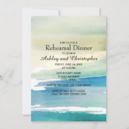 Convite Ensaio de Casamento Oceano Aquarela Azul Verde