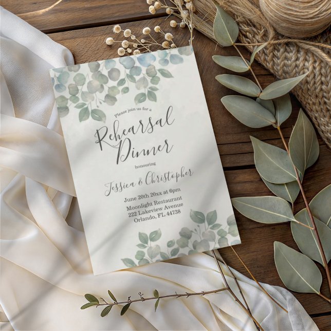 Convite Ensaio de Casamento Rústico Eucalipto Sage Verde (Criador carregado)