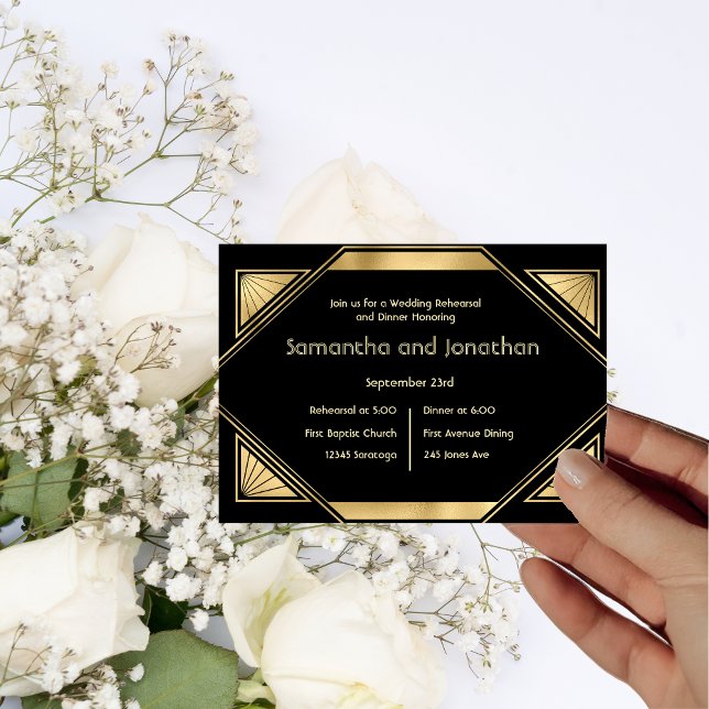 Convite Ensaio de Casamento Vintage Glam Art Déco (Criador carregado)