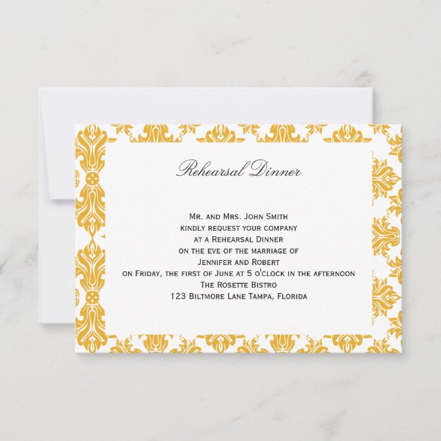 Convite Ensaio de girassol e Casamento tema damasco branco (Frente)