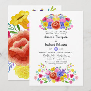 Convite Ensaio de Jantar da Festa Floral de Aquarela