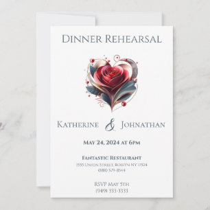 Convite Ensaio de Jantar de Casamento Moderno - Rosa em Fo