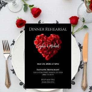 Convite Ensaio de Jantar de Casamento - Rosas Vermelhas em