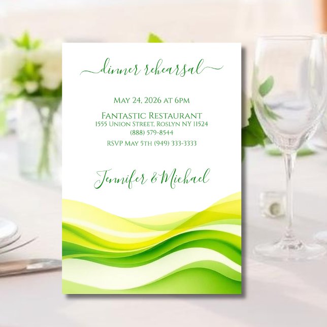 Convite Ensaio de Jantar Verde e Amarelo Cítrico da Ilha  (Island Citrus Green & Yellow Dinner Rehearsal  Invitation )