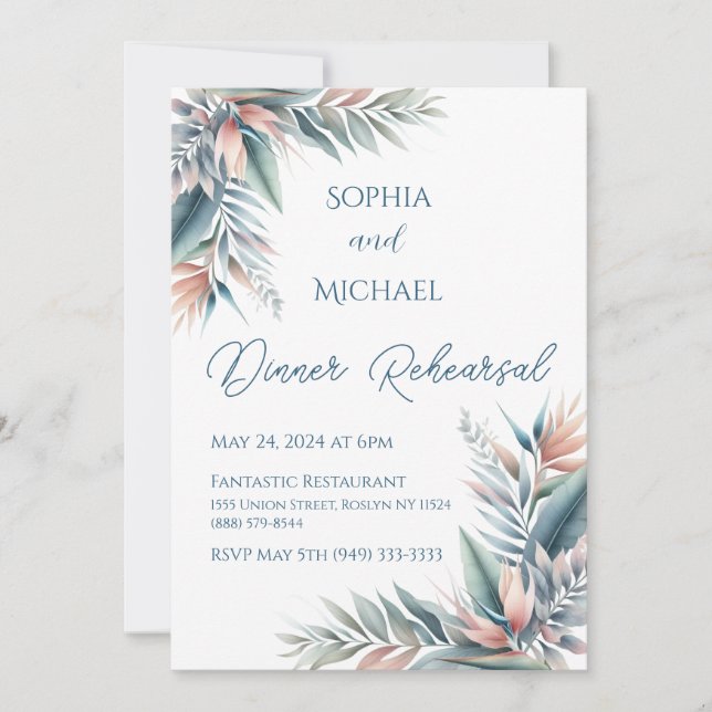 Convite Ensaio de Janto de Casamento Tropical de Sonho com (Frente)