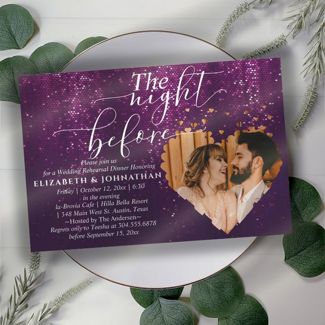 Convite Ensaio de Sparkles roxos Janta Noite Antes (Criador carregado)