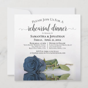Convite Ensaio e Janto de Casamento de Rosa Azul Elegante