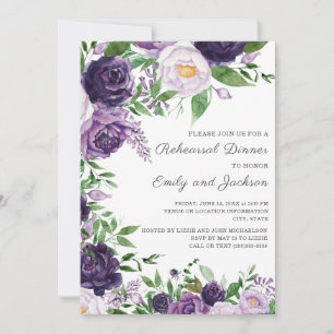 Convite Ensaio Floral de Plum Purple Lavanda Watercolor