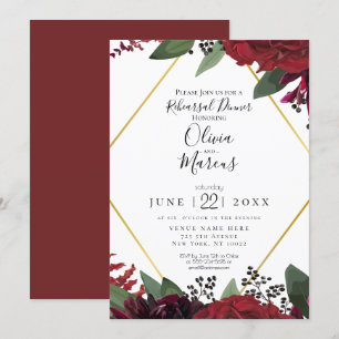 Convite ENSAIO Floral Marsala Burgundy Rica e Elegante