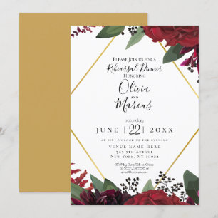 Convite ENSAIO Floral Marsala Burgundy Rica e Elegante